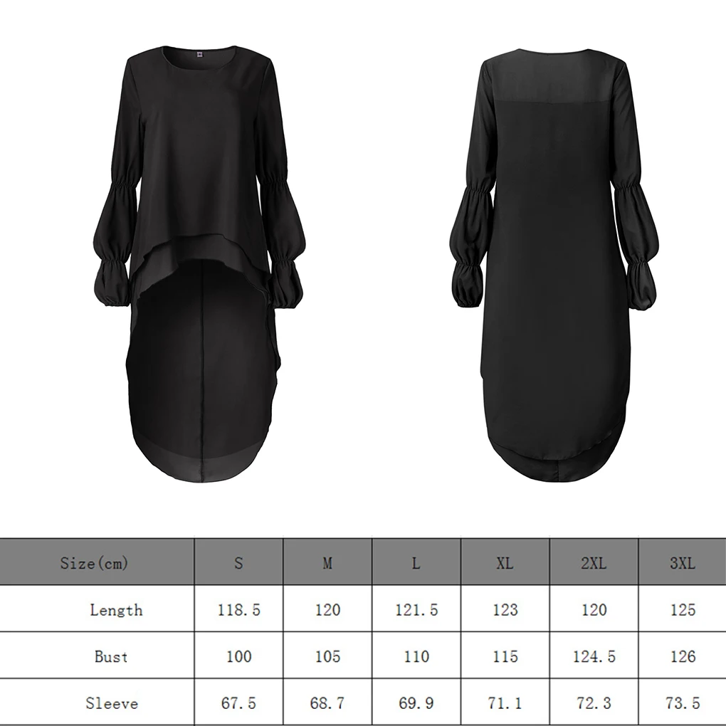 Femmes Peplum volants haut irrégulier chemisier fille trompette manches t-shirt pull robe longue