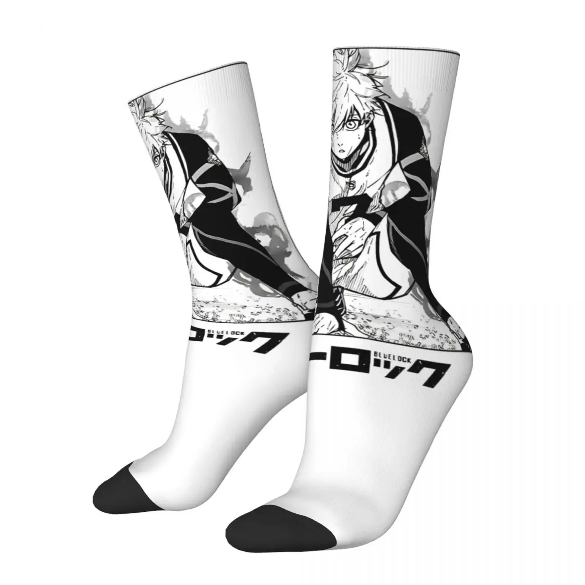 Blue Lock Football Soccer Anime Cartoon Outfits Men Women Socks Cozy Skateboard Middle Length Socks Cute Best Gifts