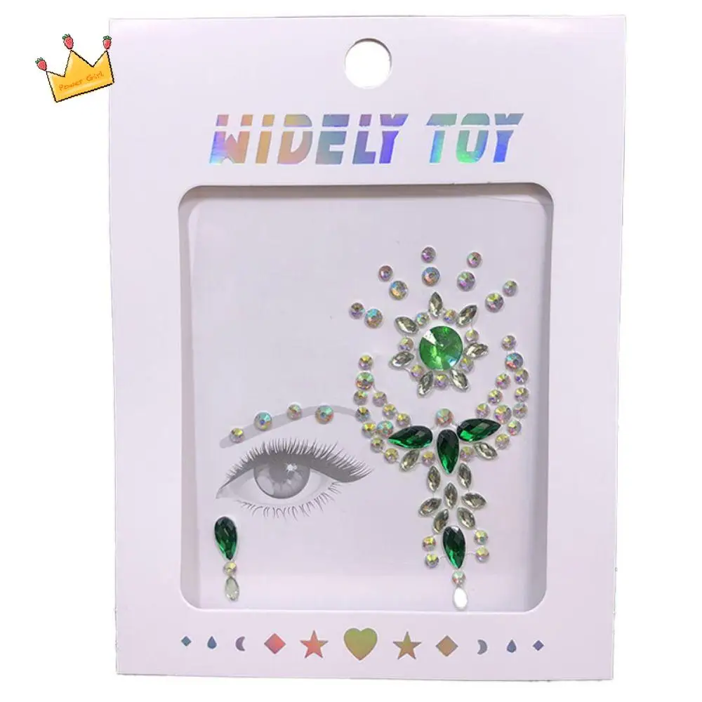 

Waterproof 3D Rhinestones Sticker Glue Free Fake Tattoo Crystal Facials Sticker Colorful Beauty Temporary Tattoo Sticker
