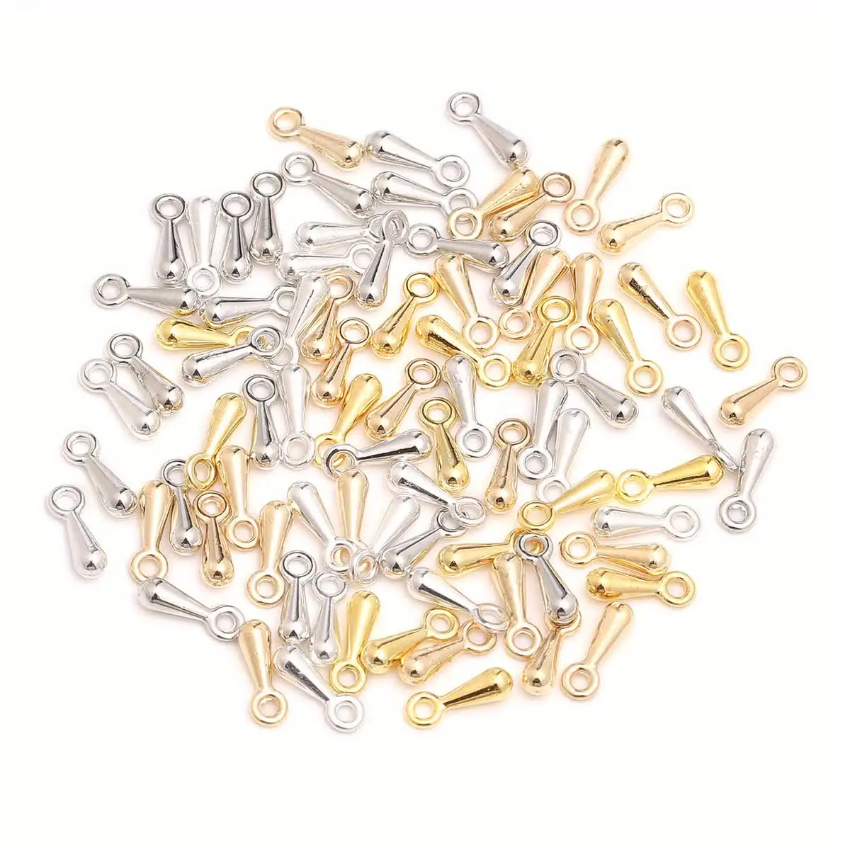 150 個メタリック鉄水滴ペンダントエンドビーズテールペンダントエクステンダーチェーンビーズジュエリー作成所見アクセサリー