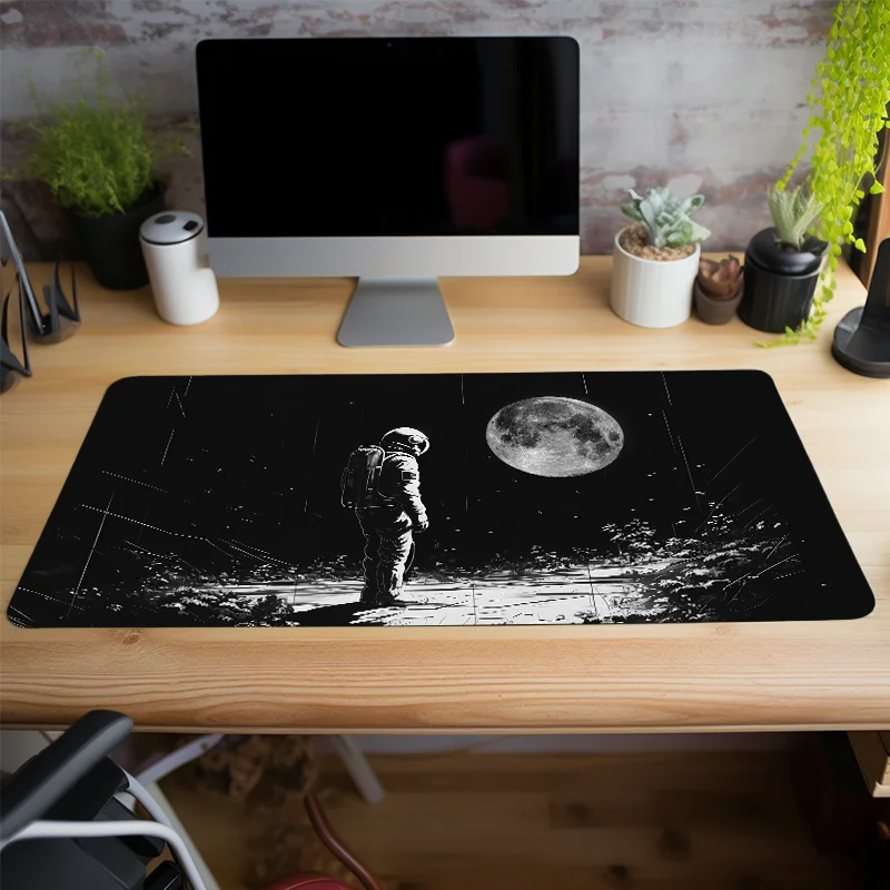 Large Astronaut Moon Landing Gamer Mouse Pad Non-Slip Rubber Desk pad Accessory Office Home Decor Gift Gaming PC keyboard pad