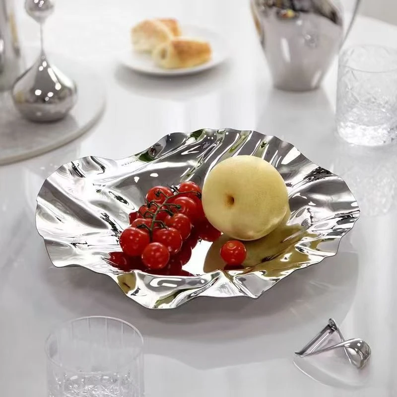 Premium Stainless Steel Fruit Tray Snack Durable European Simple Snack Storage Tray