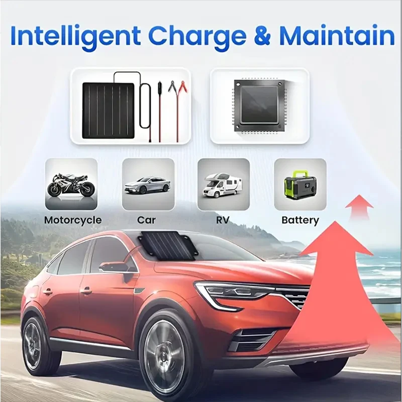 Chargeur de panneau solaire pour batterie de voiture, 50W, mainteneur de batterie solaire, camion, bateau, montres, moto, remorque marine, banque d'alimentation