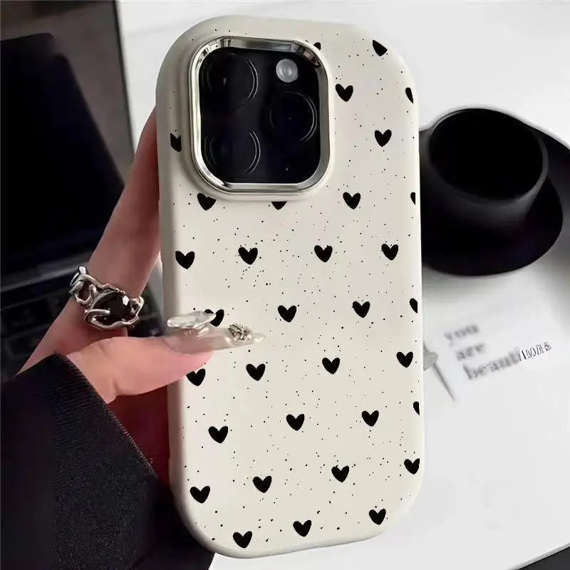 Case For Huawei P30 Pro Nova 7 9 SE 10 Pro Luxury Plating Metal Lens Love Heart TPU Silicone Soft Shockproof Protection Cover