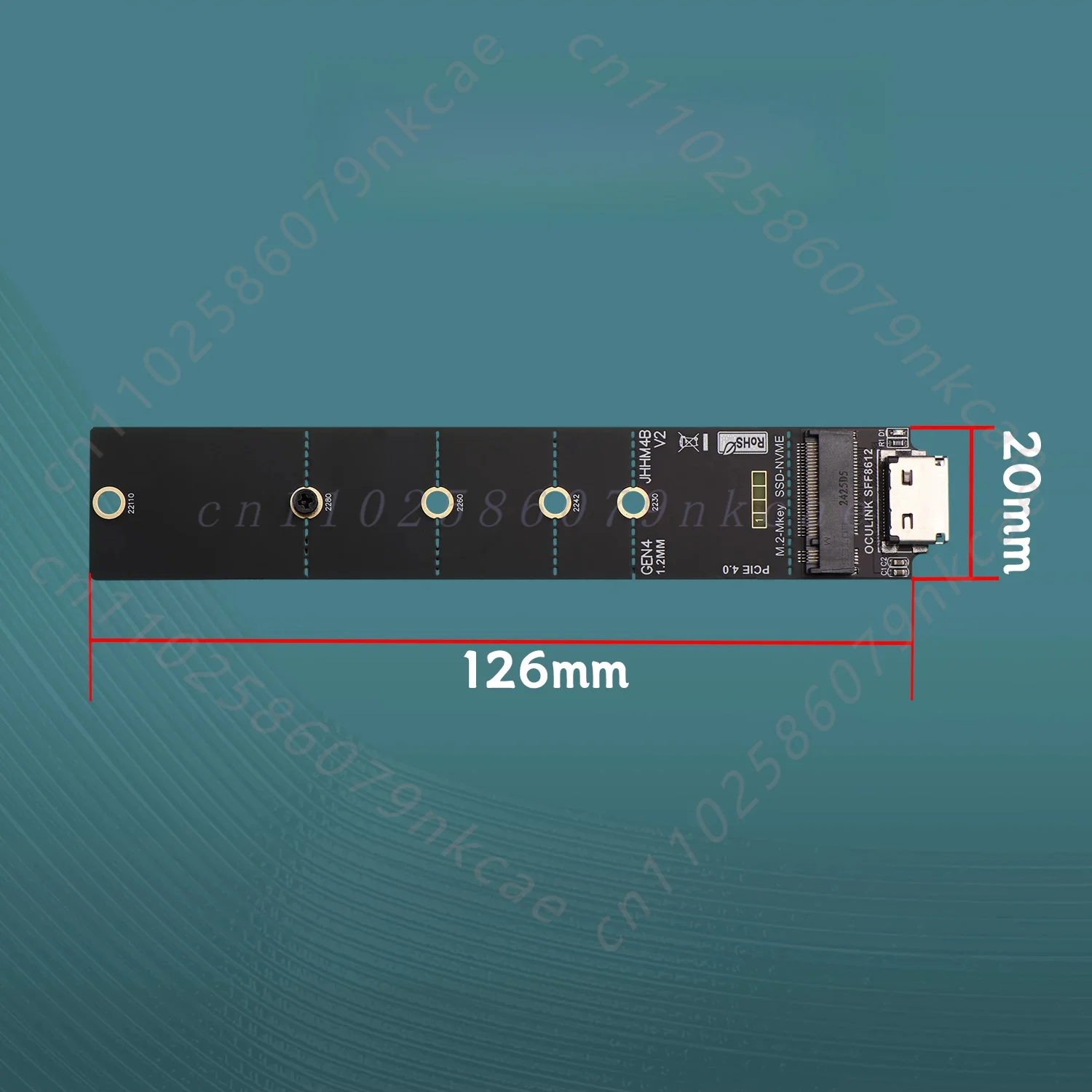 For OCuLink SFF-8612 to M.2 M-Key Adapter Board PCIe 4.0 x4 NVMe SSD External Converter Card High Speed