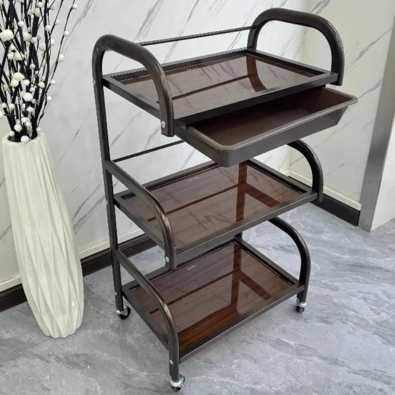 

Минимализм Салон красоты Тележка Магазин Специальные Волосы Экономические Полки Тележка из цельного дерева Парикмахерские инструменты Декор салона