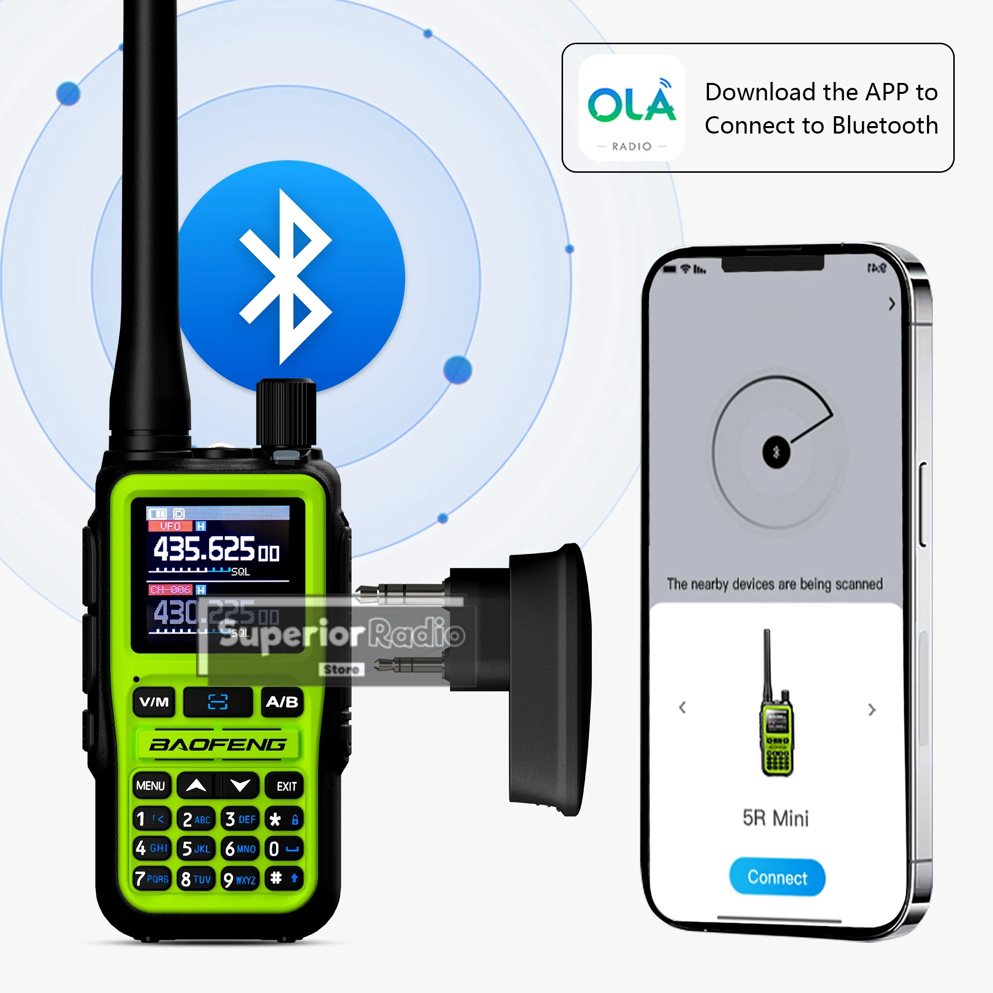 Baofeng اسلكية تخاطب سماعة لاسلكية تعمل بالبلوتوث برمجة محول الهاتف APP لا سائق ل UV-5RH BF-T20D UV-5RX هام راديو الملحقات