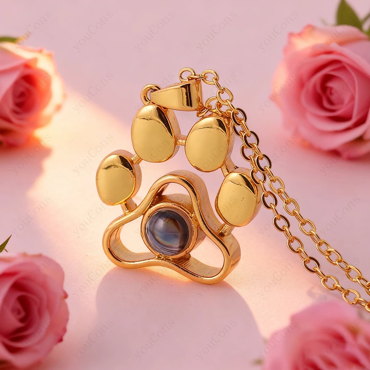 100 Languages Projection Necklace Pendant With Nine Rose 2025 New Jewelry For Woman Girlfriend Christmas Valentine Birthday Gift