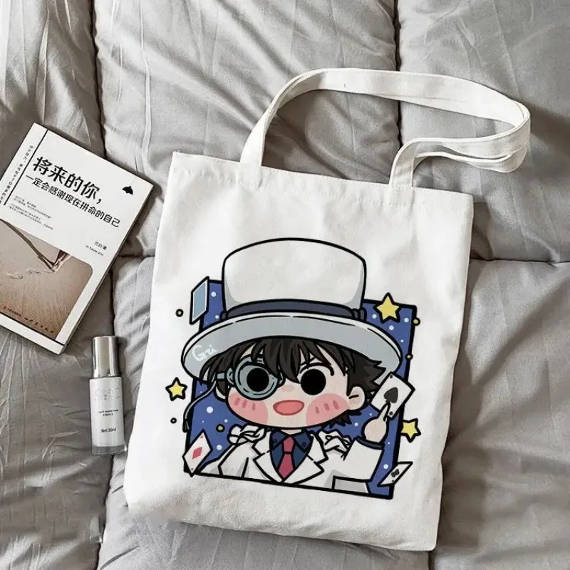 Bolsos de lona de Detective Conan para hombre y mujer, bolso de hombro ecológico de Anime Kudou Shinichi, bolso de compras de gran capacidad, regalos