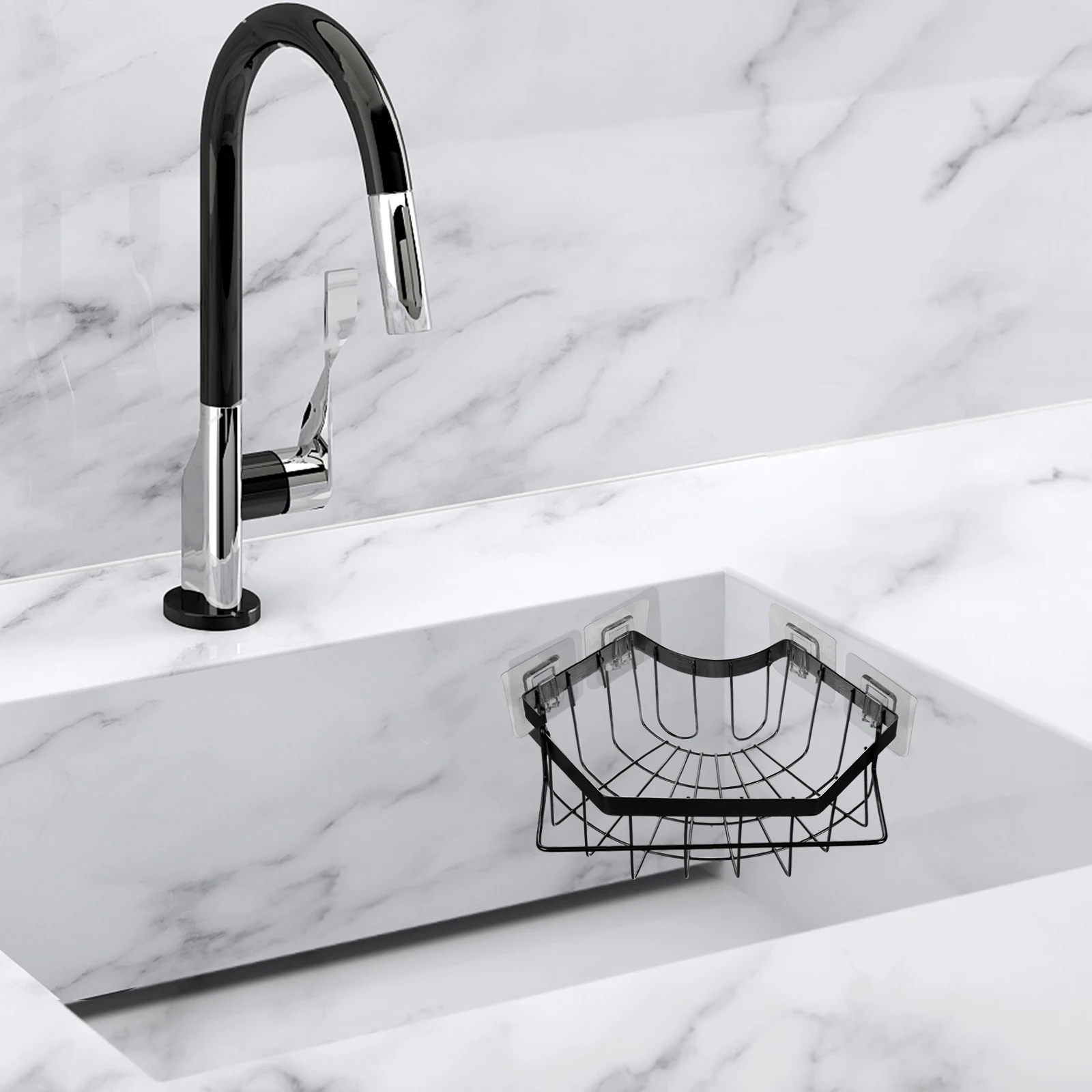 

Sink Corner Drain Rack Stainless Steel Kitchen Sponge Holder Drying Storage Organizer Metal Brush Dish Cloth Rack For