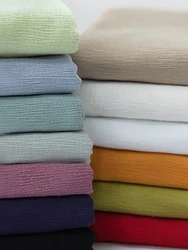 Cotton Bark Crepe Fabric Solid Color Pleated for Sewing Dresses Clothes DIY Handmade by Half Meter