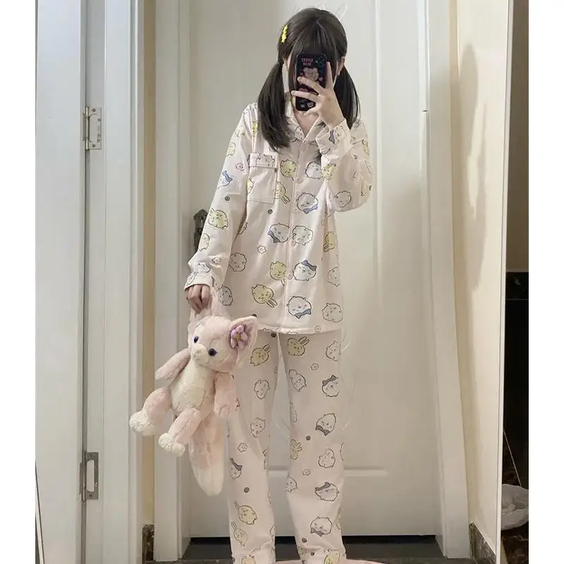 Kawaii Miniso Chiikawa pigiama Hachiware Usagi ragazza carina estate a maniche lunghe aria condizionata casa Set ragazza regalo di compleanno