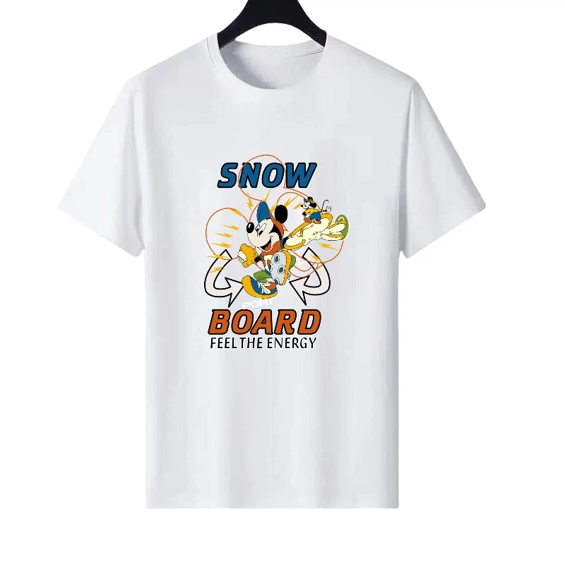 

Женская одежда для родителей и детей с рисунком Микки Мауса Диснея, топ, белая свободная женская дешевая футболка с короткими рукавами Y2k, мужские блузки