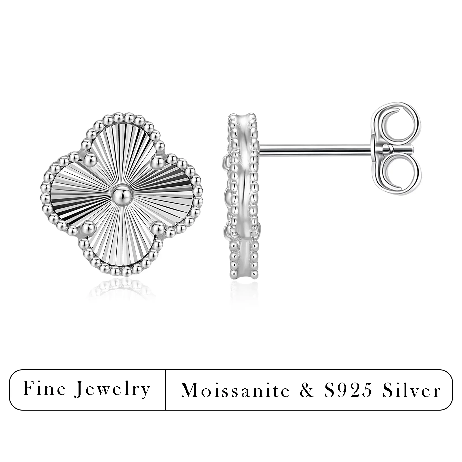 S925 Sterling Silver Ancient Chinese Four Petal Flower Stud Earrings Wholesale Vintage Radial Texture Jewelry For Women