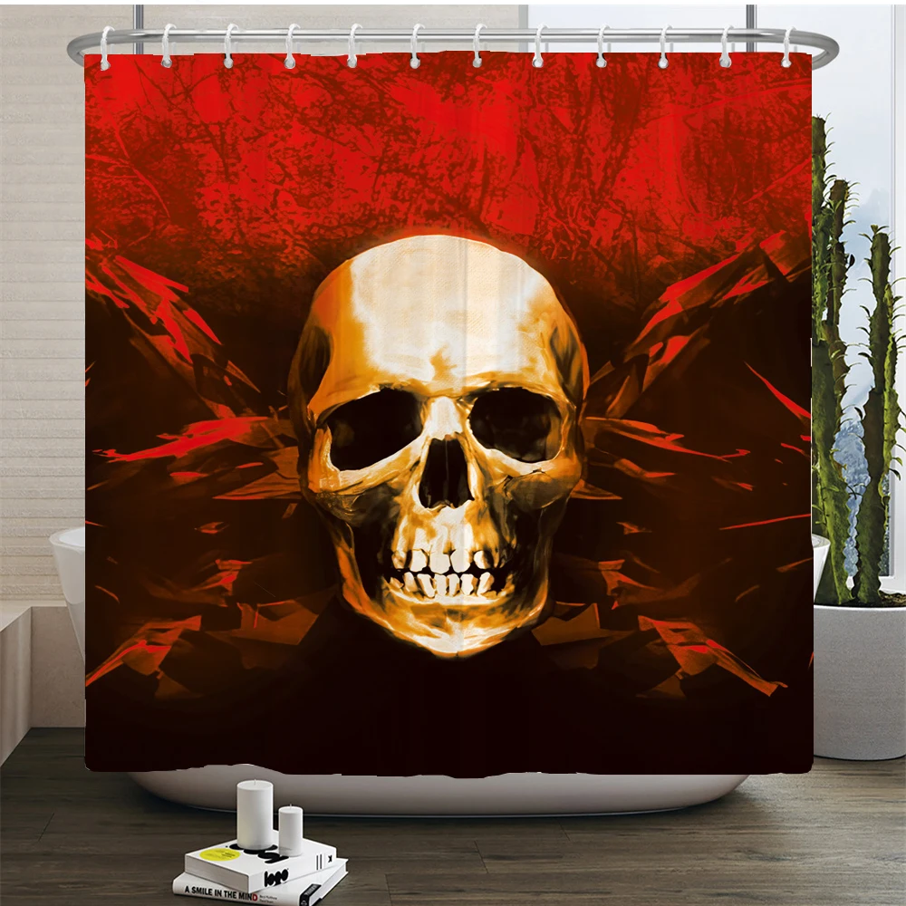 Horror Skull Skeleton Shower Curtains Halloween Theme Bath Curtain Printed Polyester Fabric Bathroom Bathtub Decor with Hooks