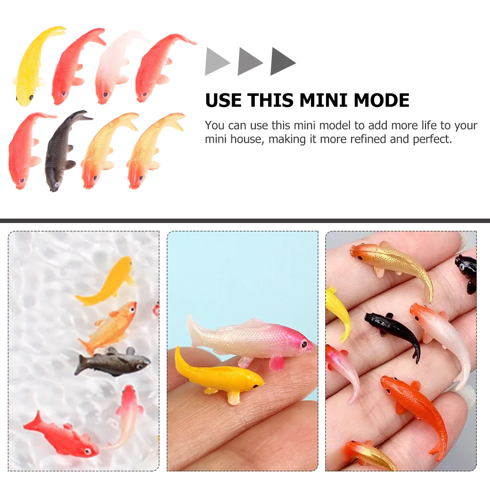 Modèle de poisson Koi simulé, accessoires précieux, fausse carpe, joli décor d'aquarium, petit mini paupières, approvisionnement en PVC, 8 pièces