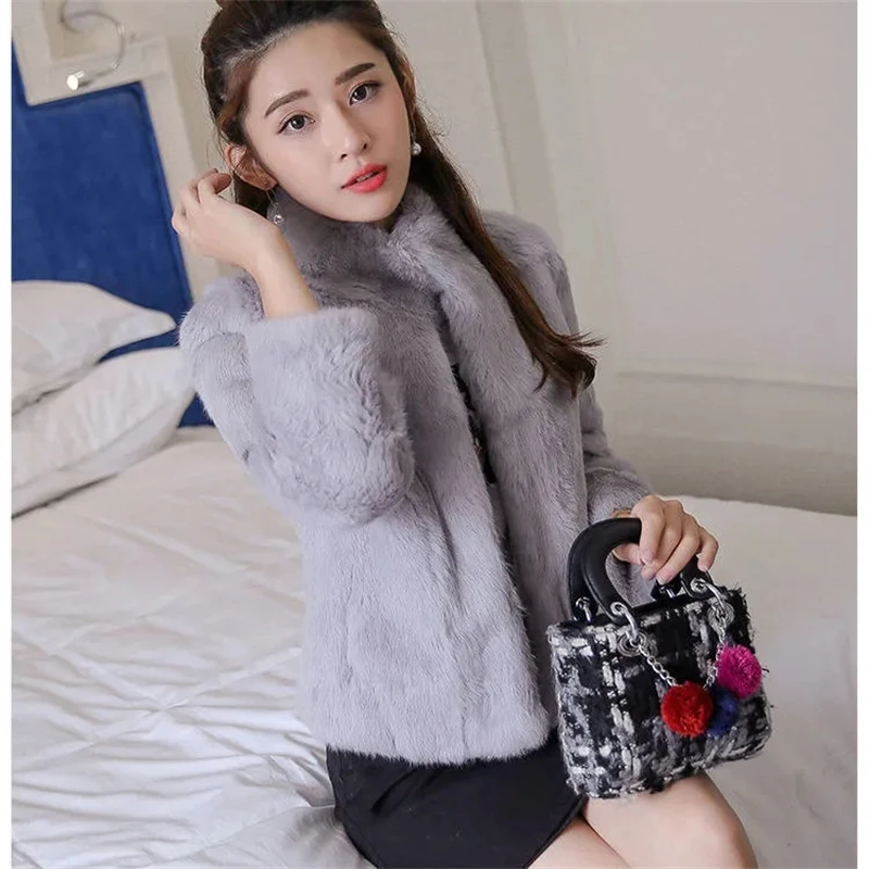 2023 Autumn Winter New Stand-Up Collar Versatile Women's Faux Fur Jacket Korean Casual Loose Comfortable Female Faux Fur Coat