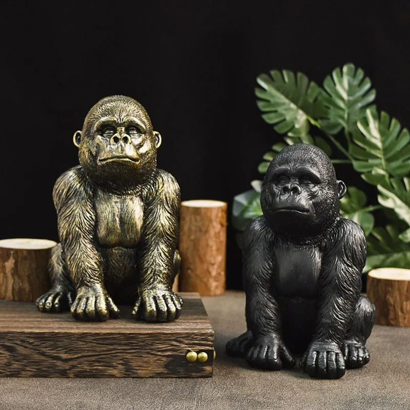 Resin Retro Gorilla statue chimpanzee figurines interior decor accessorie home office tabletop collection Object Item