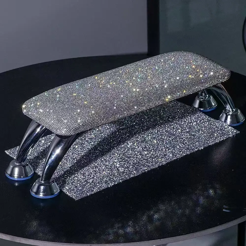 Popular Rhinestone-Studded Horn Hand Pillow Detachable Comfortable Nail Pad Holder for Nail Salon Tool