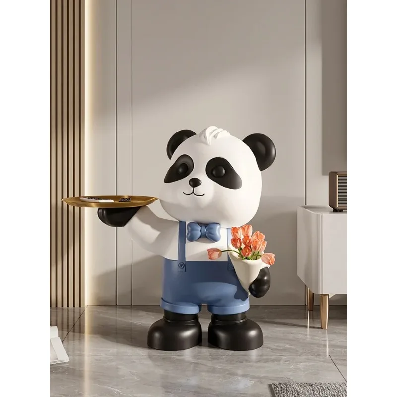 Home Accessories Nordic Room Decor Cartoon Panda Sculptures Creative Home Decoration Floor Sofa Side Table Creative Animal Vase