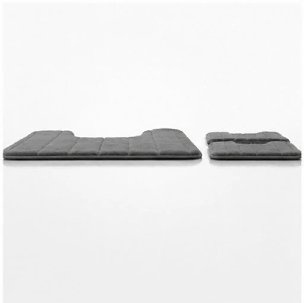 U-Shaped Toilet Mat Set 3pcs, Non-Slip Absorbent Bathroom Rug, Soft Cushion Floor Pad, Washable, Dark Grey