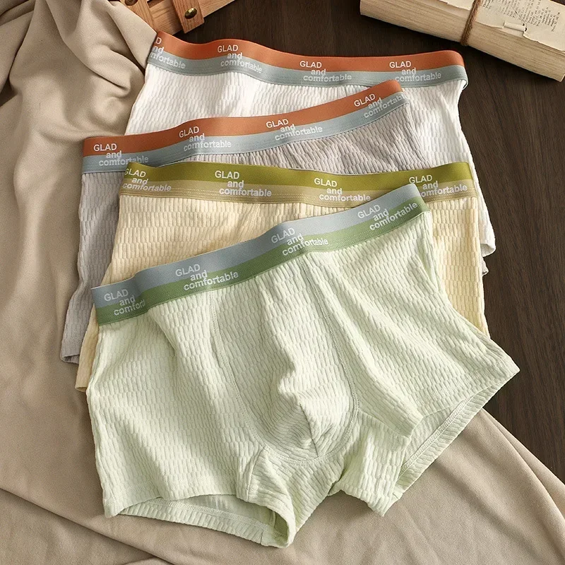 3Pcs Mens Panties Solid Color Cotton Boxershorts Comfortable Man Bulge Pouch Underwear Boxers Breathable U Convex Underpants