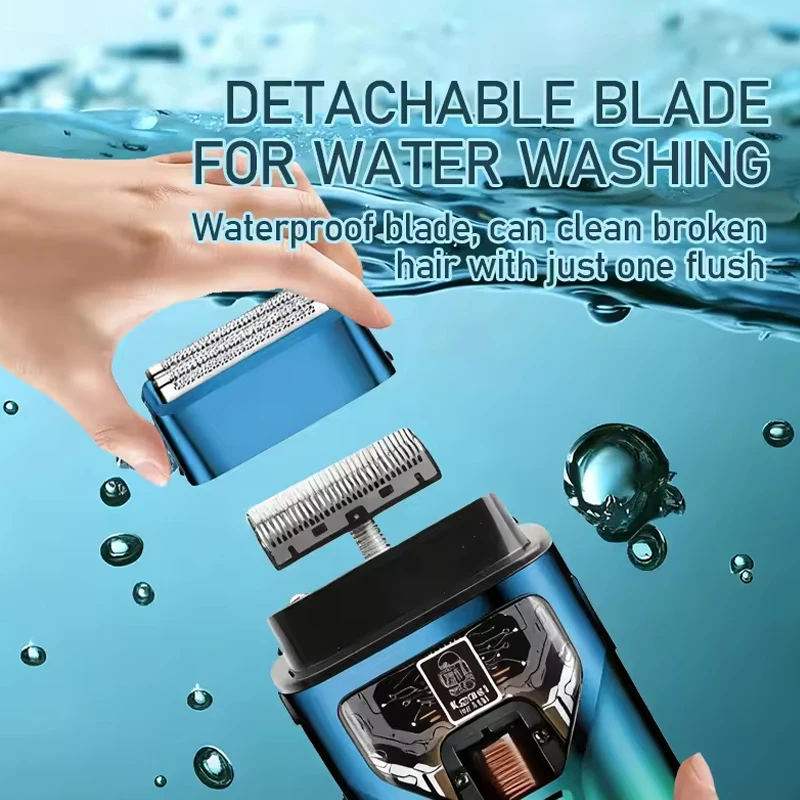 Kemei Men's Electric Shaver Dual Foil 9000RPM 5W Magnetic Levitation Motor LCD Display 1400mAh Professional Shaver KM-T400