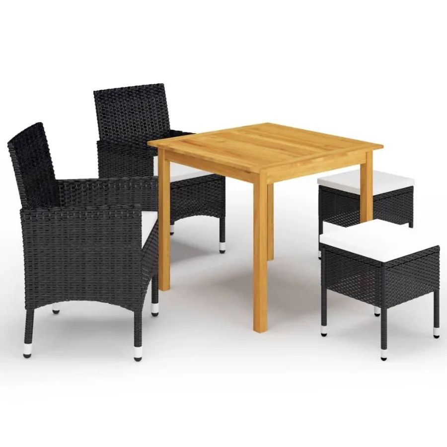 

5 Piece Patio Dining Set Black