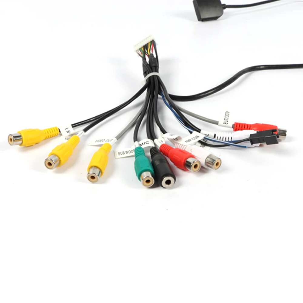 New 20 Pin Plug RCA Output Cable W/ Fan Connector Microphone Audio Video AUX connecting Tail Cable for Car Android Teyes Radios