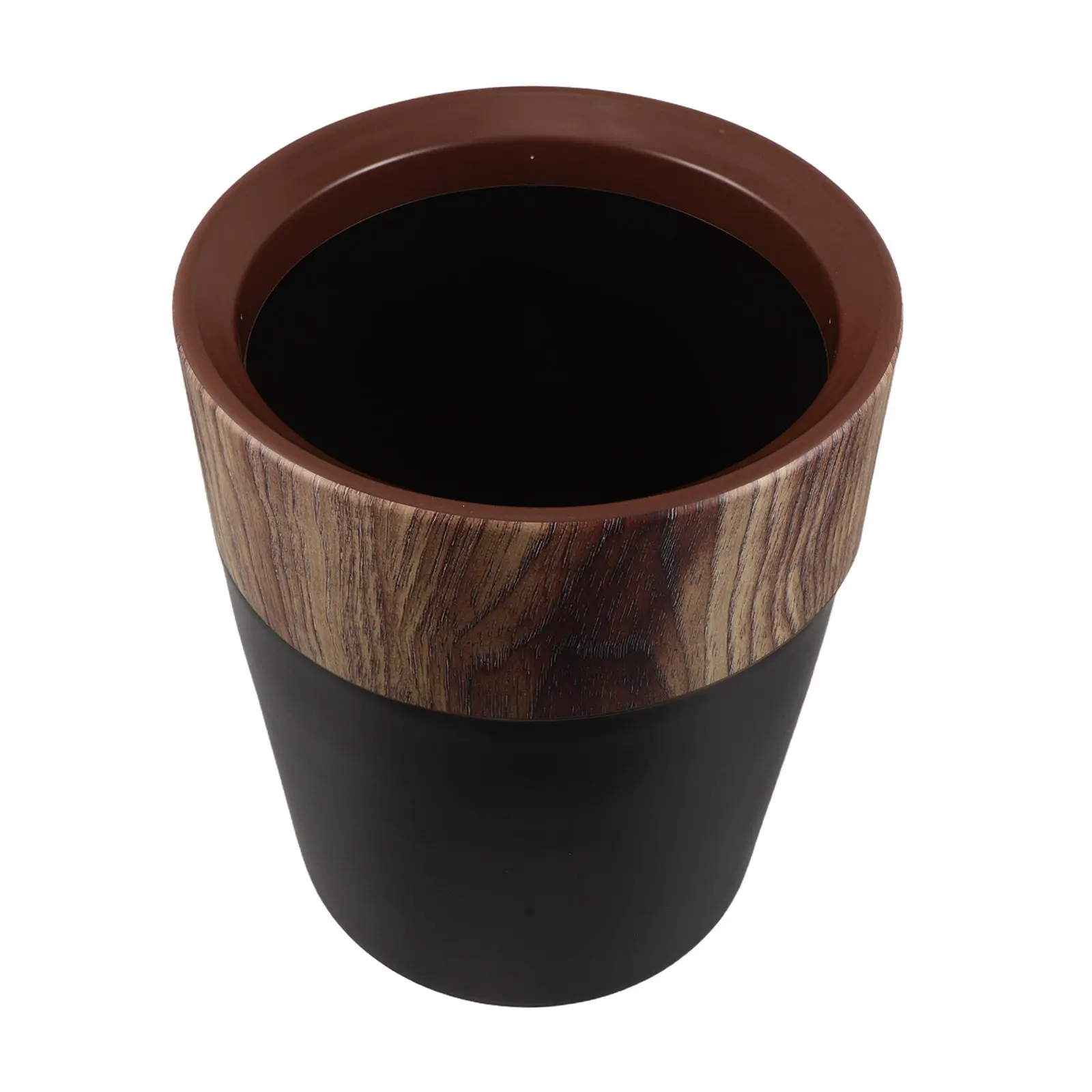 

Wood Grain Plastic Trash Can Rustic Round Garbage Bin Decorative Waste Container for Kitchen Office Living Room Bedroom