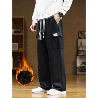 Winter Multi-Pockets Sweatpants Men Fleece Liner Thick Warm Straight Loose Track Pants Cotton Casual Thermal Cargo Trousers 8XL