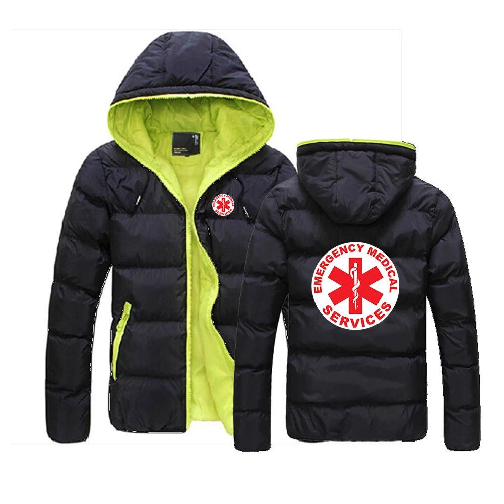 EMT Emergency Ambulance Men Winter Printing Leisure Hot Sale Six-Color Cotton-padded Clothes Hooded Ordinary Versatile Coat