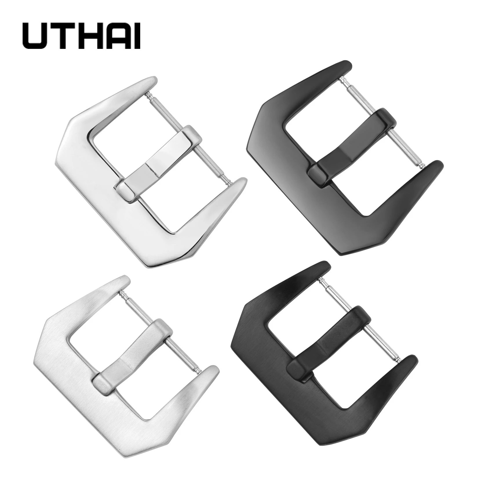 Stainless Steel Watch Buckle 18mm 20mm 22mm 24mm 26mm Large Size  Watch Strap Accessories Polishing Matte Silver Black Clasp