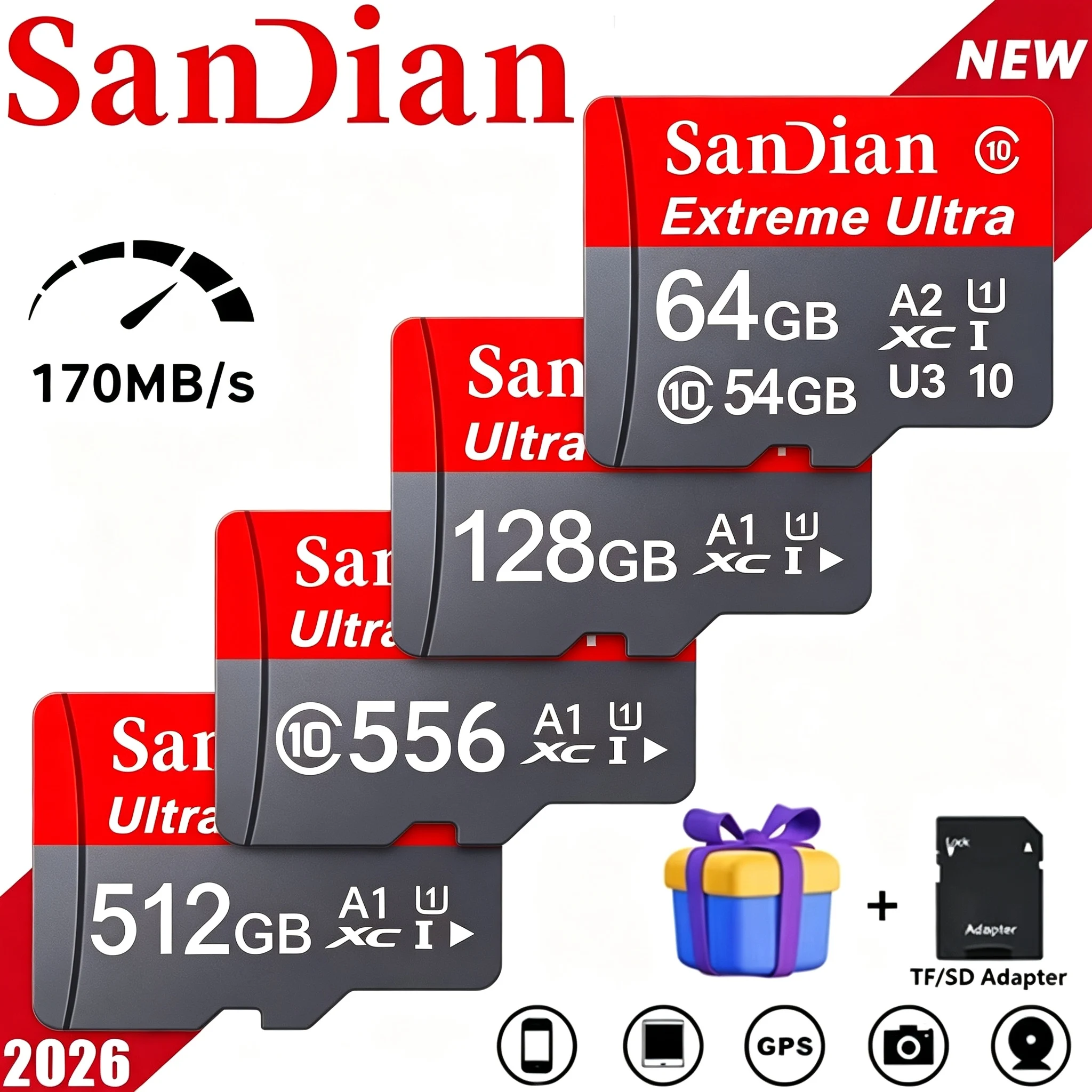 TF Cards Memory Card SD Cards Micro TF SD 64GB 128GB 256GB Card A1 V30 Ultra HD 4K Original for Tablet Digital Devices