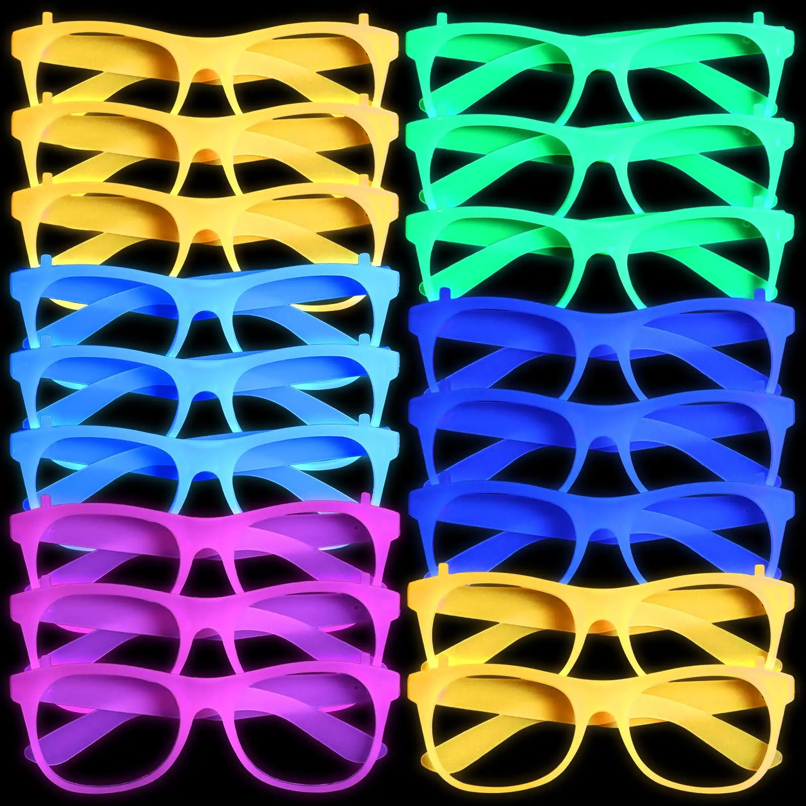 2/24 Stück Leuchtende Neon-Brillen ohne Gläser, Leuchtende Brillengestelle, Partyzubehör für Halloween, Abschlussball, Geburtstagsdekoration, Foto-Requisiten – Detail 16