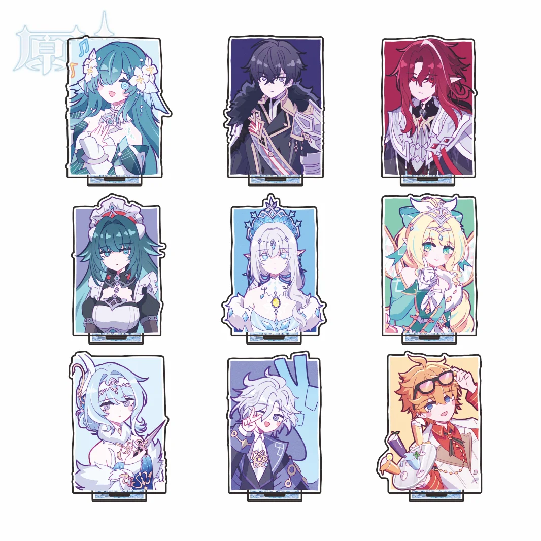 New Game Genshin Impact Snezhnaya Pencil Sketch Illustration Acrylic Stand Keychain Cute Character Collection Set Gift