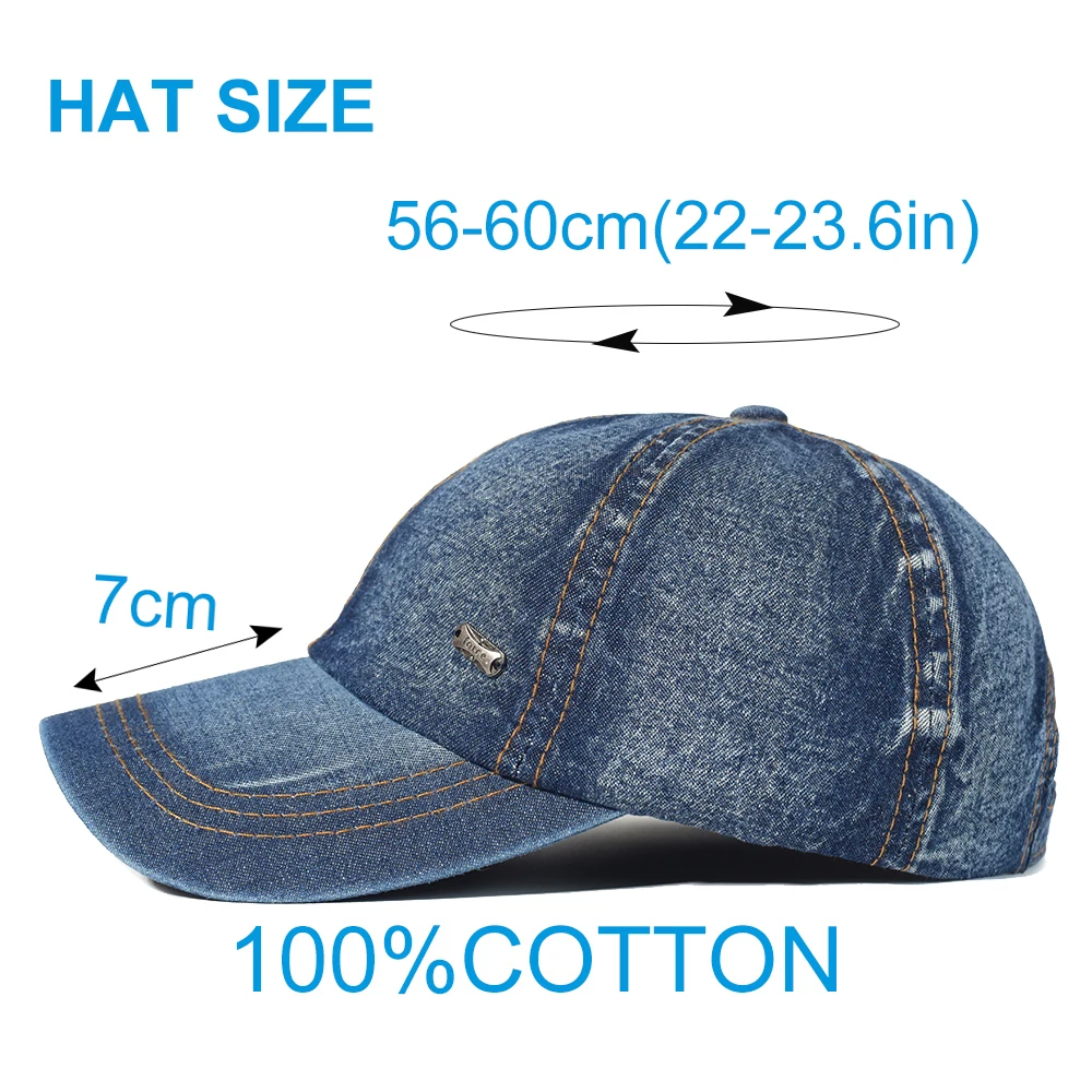 Four Seasons Vintage Washed Cotton Baseball Cap Men Women Denim Dad Hat Adjustable Trucker Style Low Profile