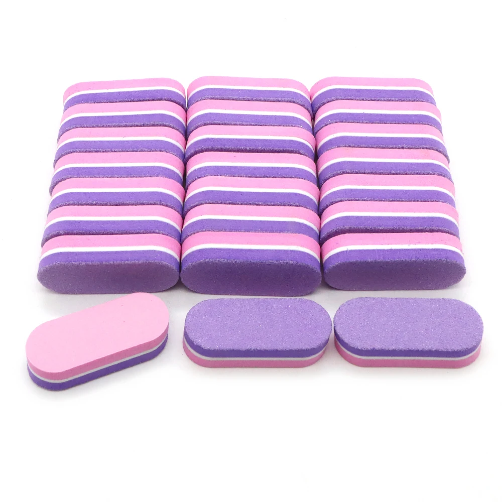 100Pcs Sponge Nail File Buffers100/180 Grit Mini Nail Files Block For Acrylic Natural Nails Double-Sided Manicure Pedicure Salon