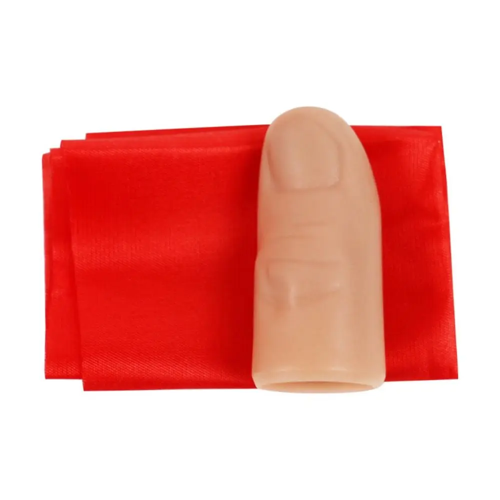 5Pcs Red Silk Fake Thumb Tip Fake Finger Scarf Vanish Thumb Tip Magic Prop Durable Artificial Finger Finger Magic Trick Prop