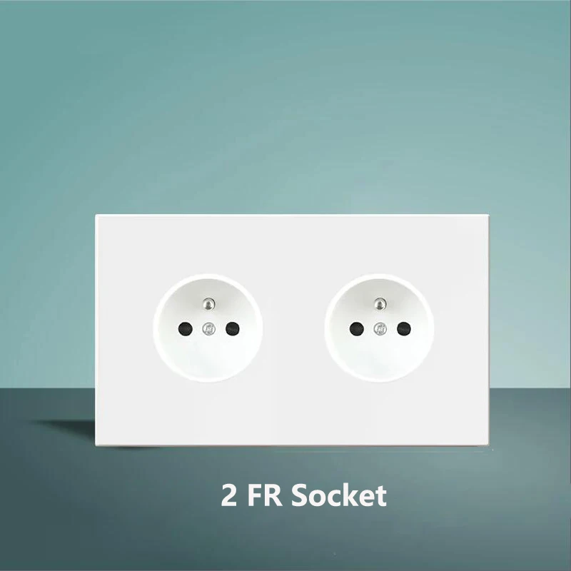 White Toggle Switch Stainless Steel Wall Power Socket Type-C Charging Port Double EU French UK Outlet Retro Light Switches