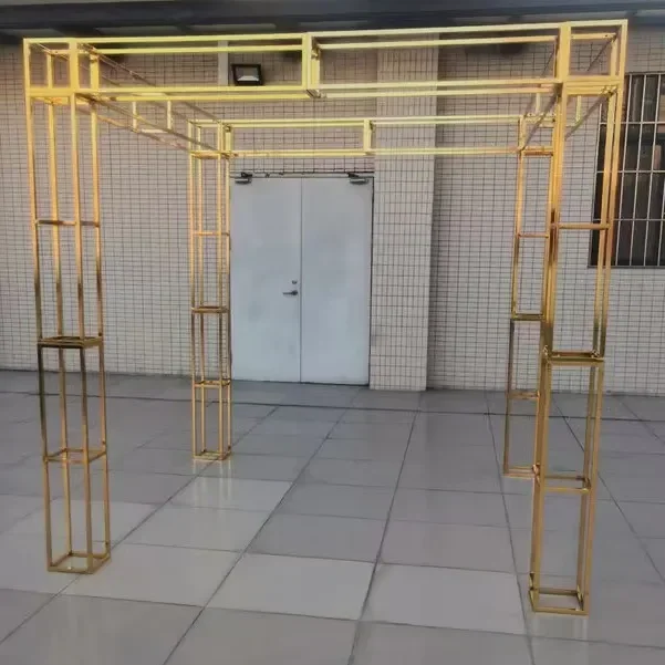

Wedding Furniture Arch Canopy Gold Chuppah Frame Flower Decoration Backdrop Stand