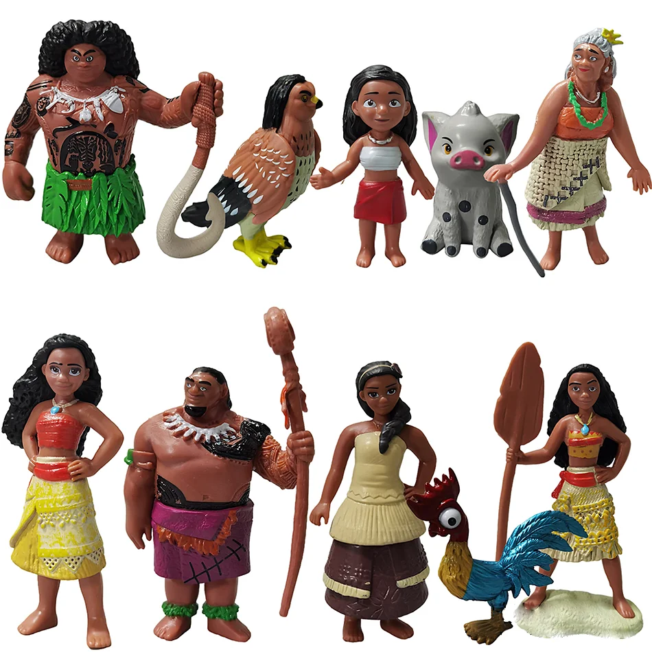 6/10pcs/set 6-12cm Moana Princess Maui Chief Tui Tala Heihei Pua Action Figure Brinquedo Toys For Children New Year Gift