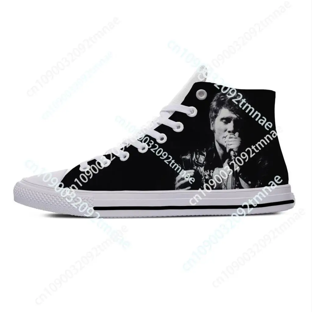 Johnny Hallyday Rock Music Singer Fashion Popular Casual Cloth Shoes High Top Lightweight Breathable  Custom  Men Women Sneakers