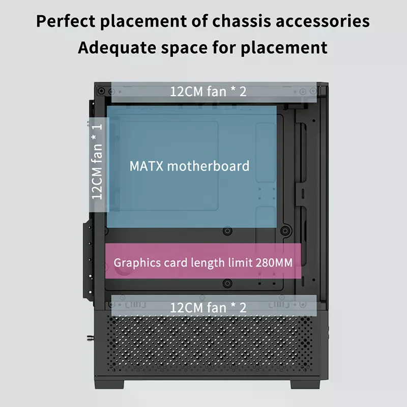 

Mini Gaming Computer Case M-ATX Seaview Room 270°full View Without Column Desktop Chassis Support 240 Water Cooler PC Case