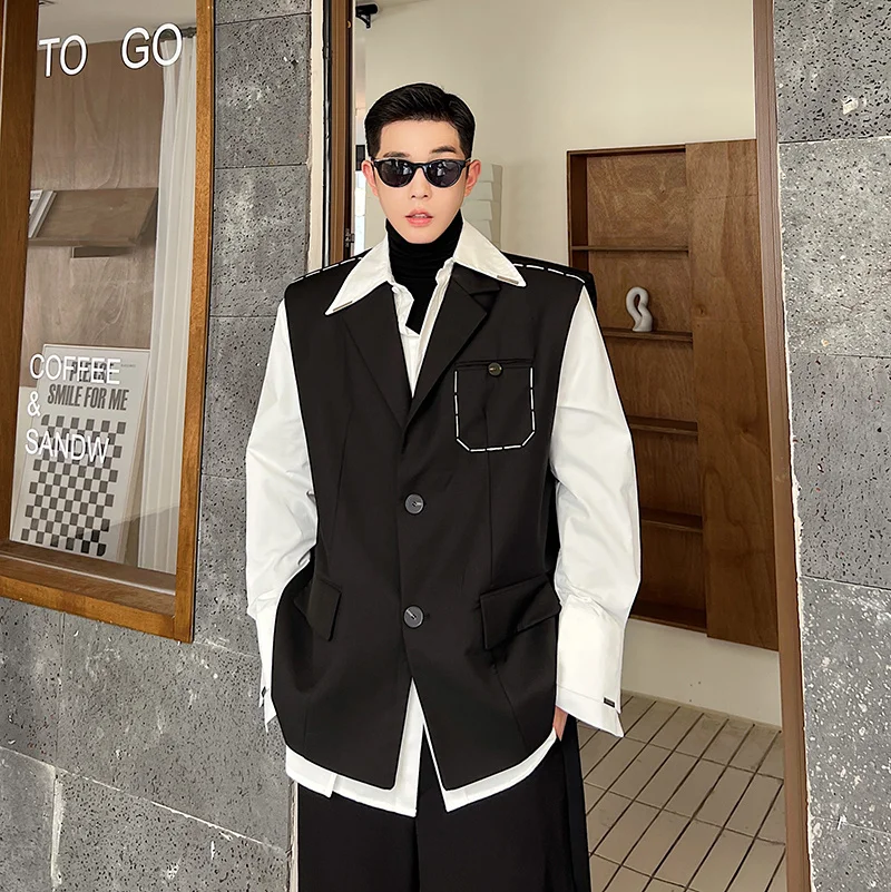 

Мужской жилет ручной работы, весна 2025, модный тренд, корейский стиль, однотонный, повседневный, свободный крой, молодежный