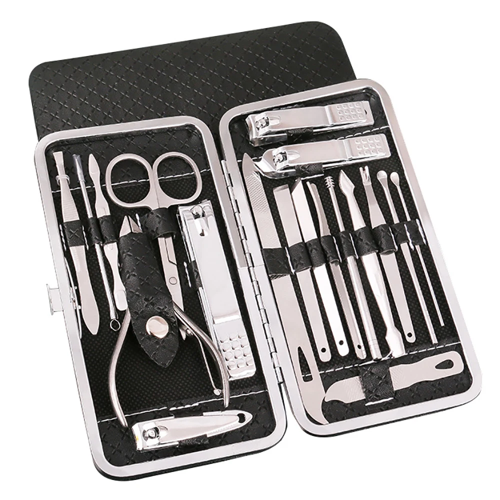 19pcs Nail Cutter Set Stainless Steel Nail Clippers Set Grooming Tool Set With Portable Case Manicure Art Tool Nails Cut