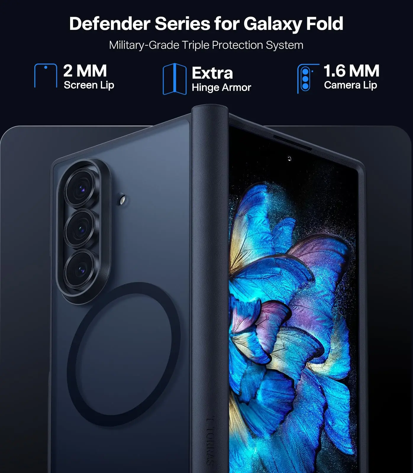TORRAS Samsung Galaxy Z Fold 7 Case Magnetic Shockproof with 2pcs Screen Protectors Compatible with MagSafe 4X Military Grade
