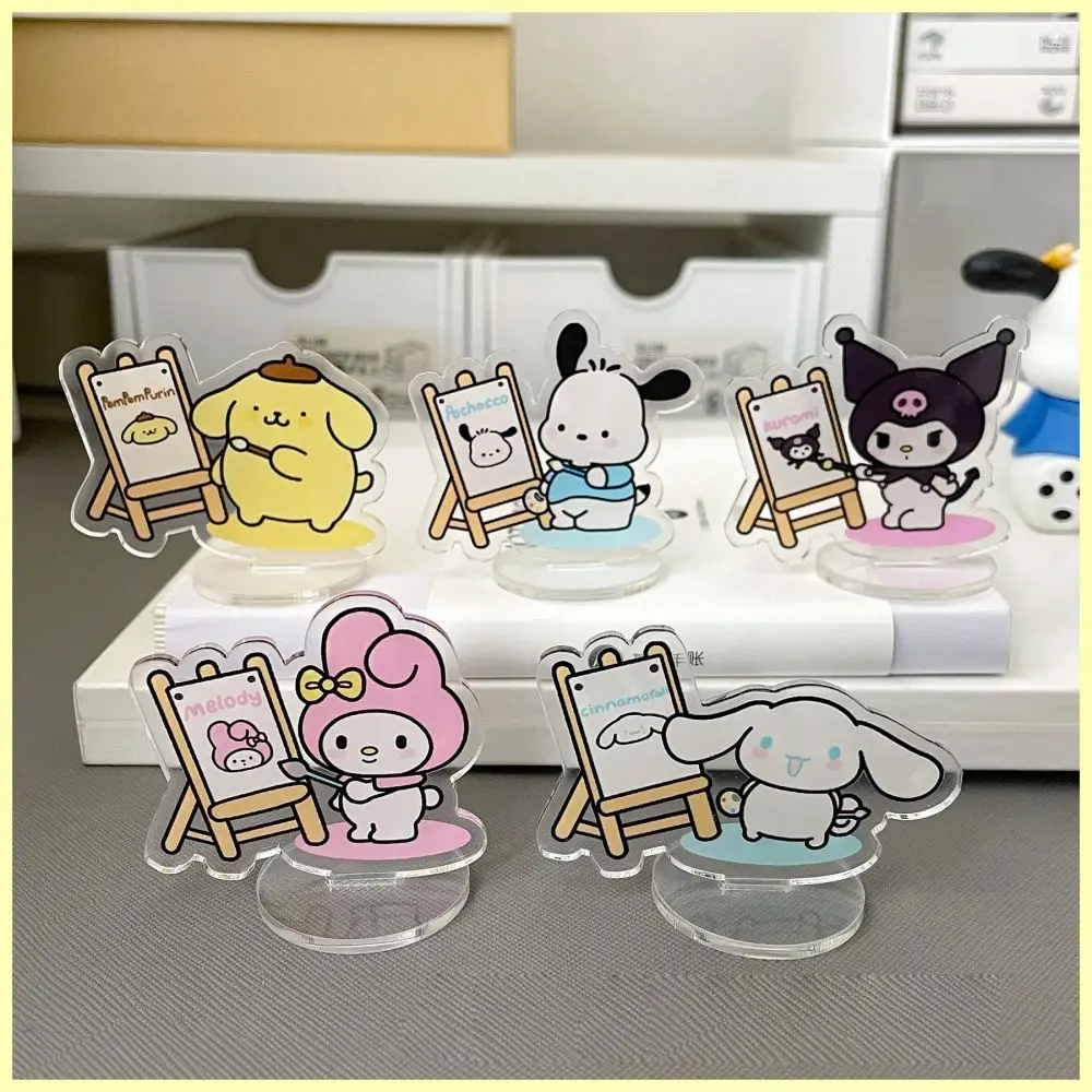 Sanrio Kuromi Mymelody Cinnamoroll Desktop Inspirational Learning Stand Card Acrylic Note Clip Funny Creative Figure