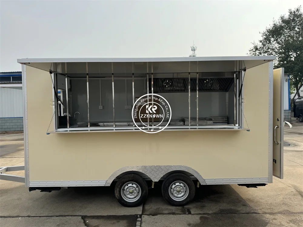 Hamburgertruck Mobiele barbecue-ijskar Mobiele keuken Voedselaanhangwagen Volledig uitgeruste Amerikaanse standaard mobiele fastfoodwagen