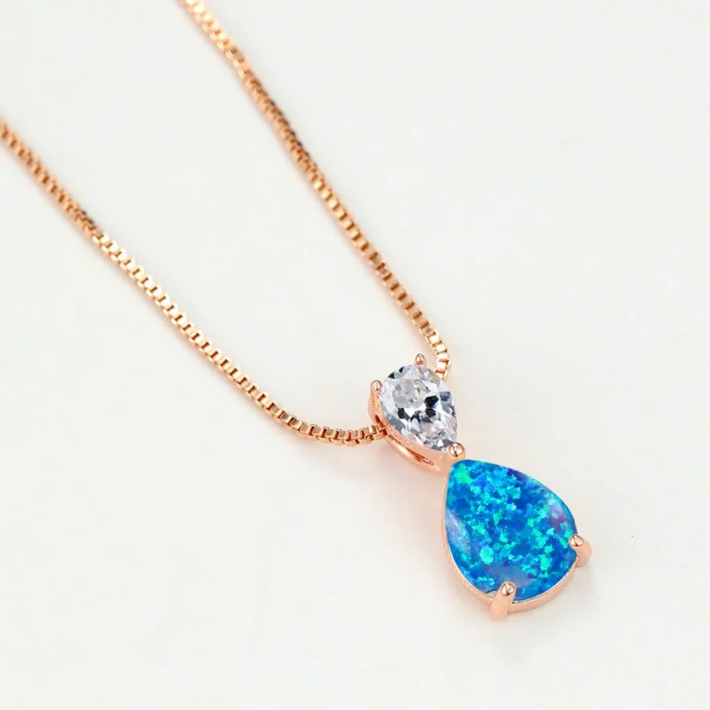 تصميم قلادة كلاسيكية رومانسية مع إكسسوارات قلادة كنز أسترالية مربعة الشكل على شكل قطرة ماء هندسية للنساء #2